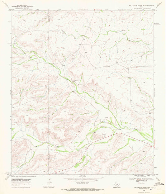 Classic USGS Big Canyon Ranch NE Texas 7.5'x7.5' Topo Map Image