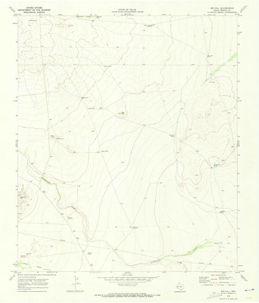Classic USGS Big Hill Texas 7.5'x7.5' Topo Map Image