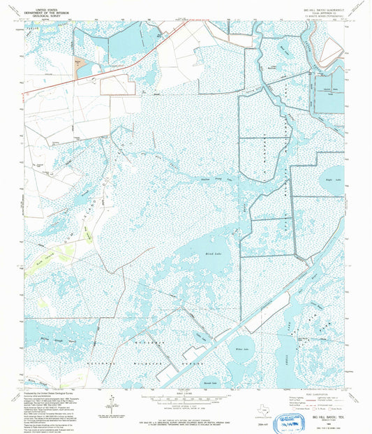 Classic USGS Big Hill Bayou Texas 7.5'x7.5' Topo Map Image