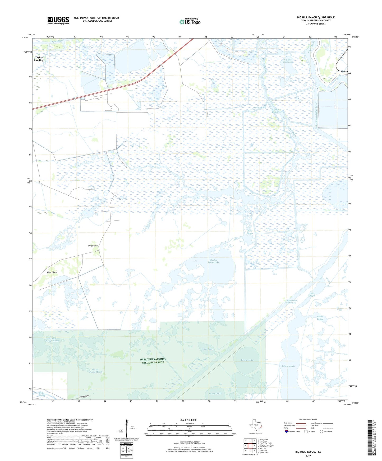 Big Hill Bayou Texas US Topo Map Image