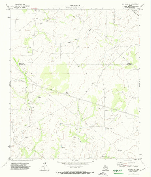 Classic USGS Big Lake SE Texas 7.5'x7.5' Topo Map Image