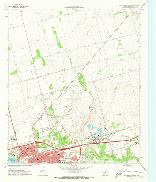 Classic USGS Big Spring North Texas 7.5'x7.5' Topo Map Image