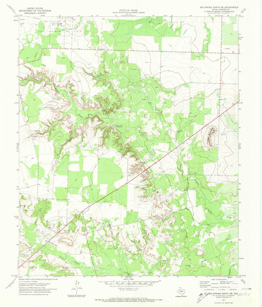Classic USGS Big Spring North NE Texas 7.5'x7.5' Topo Map Image