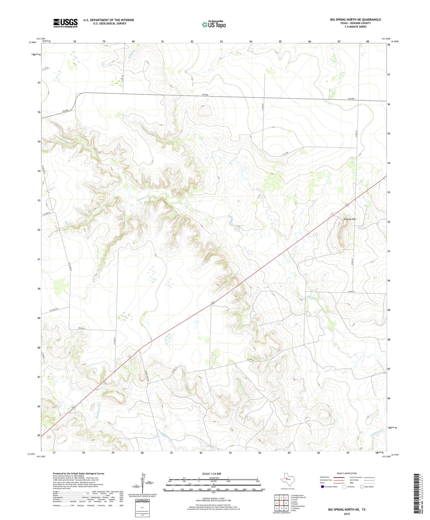 Big Spring North NE Texas US Topo Map Image