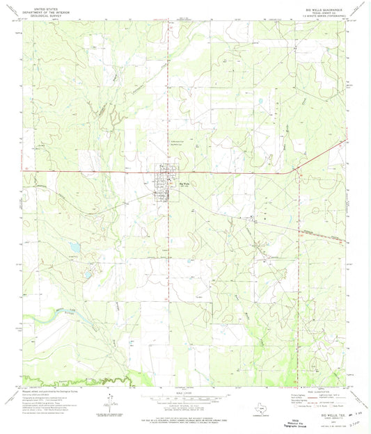 Classic USGS Big Wells Texas 7.5'x7.5' Topo Map Image