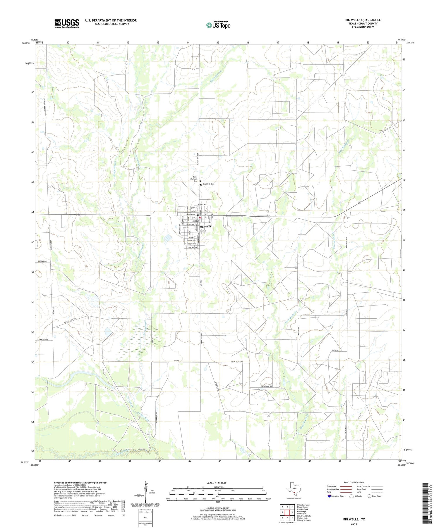 Big Wells Texas US Topo Map Image