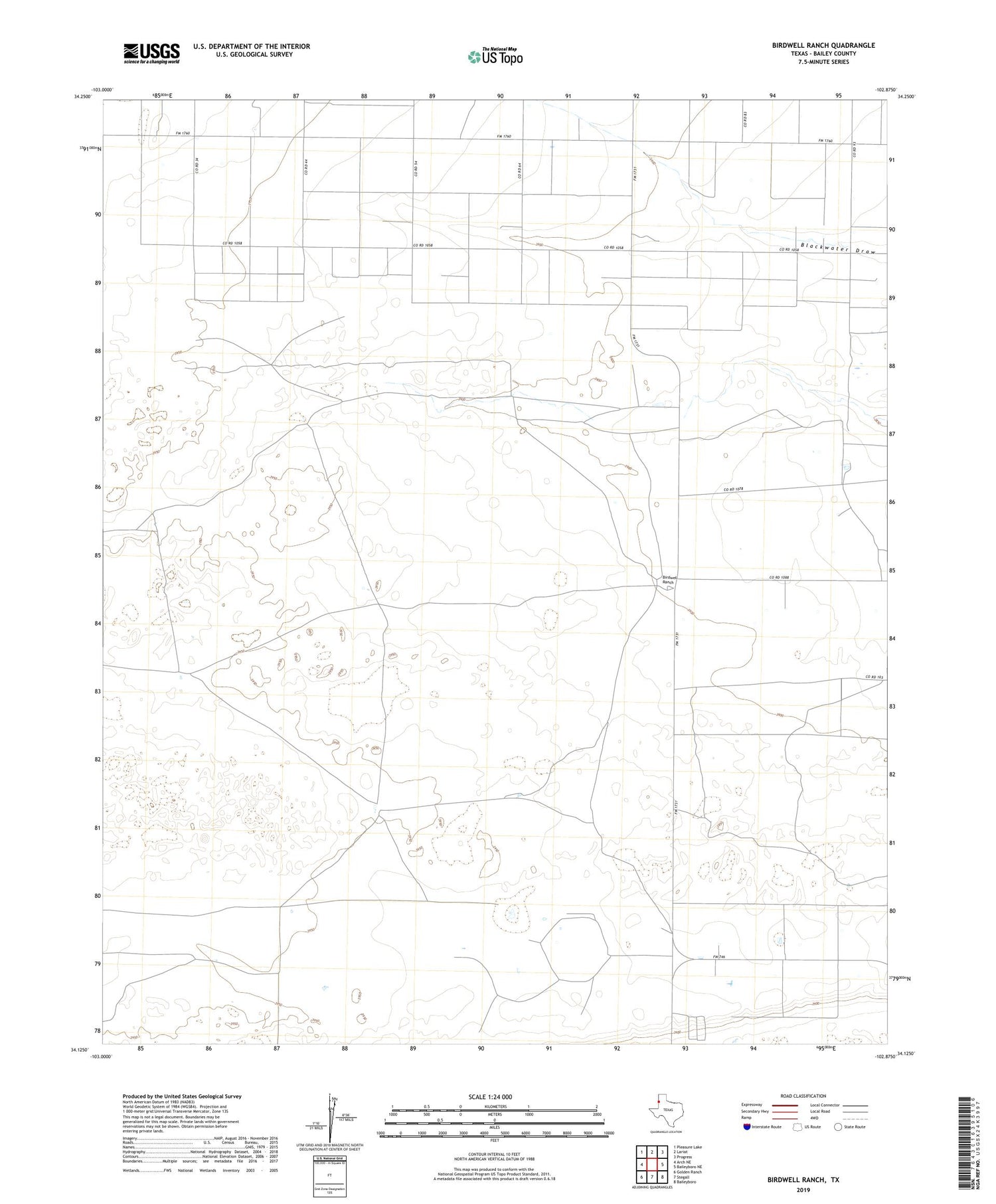 Birdwell Ranch Texas US Topo Map Image