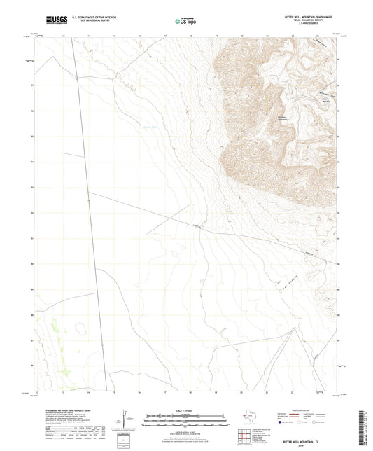 Bitter Well Mountain Texas US Topo Map Image