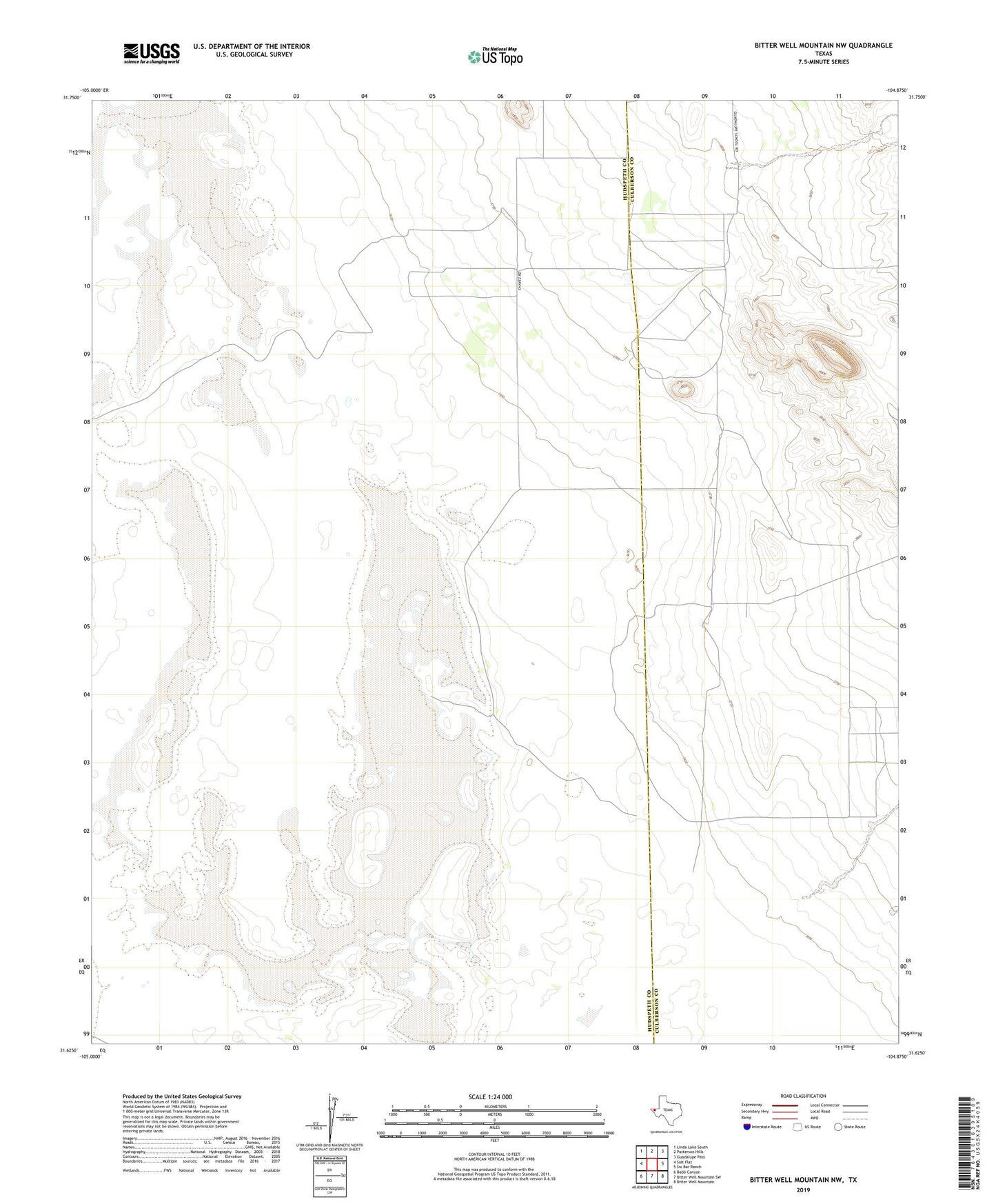 Bitter Well Mountain NW Texas US Topo Map Image