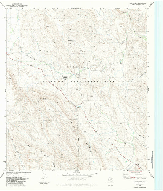 Classic USGS Black Gap Texas 7.5'x7.5' Topo Map Image