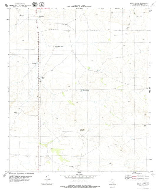 Classic USGS Black Hills Texas 7.5'x7.5' Topo Map Image