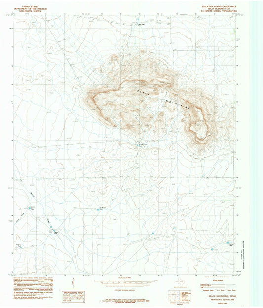 Classic USGS Black Mountains Texas 7.5'x7.5' Topo Map Image