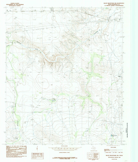 Classic USGS Black Mountains NW Texas 7.5'x7.5' Topo Map Image