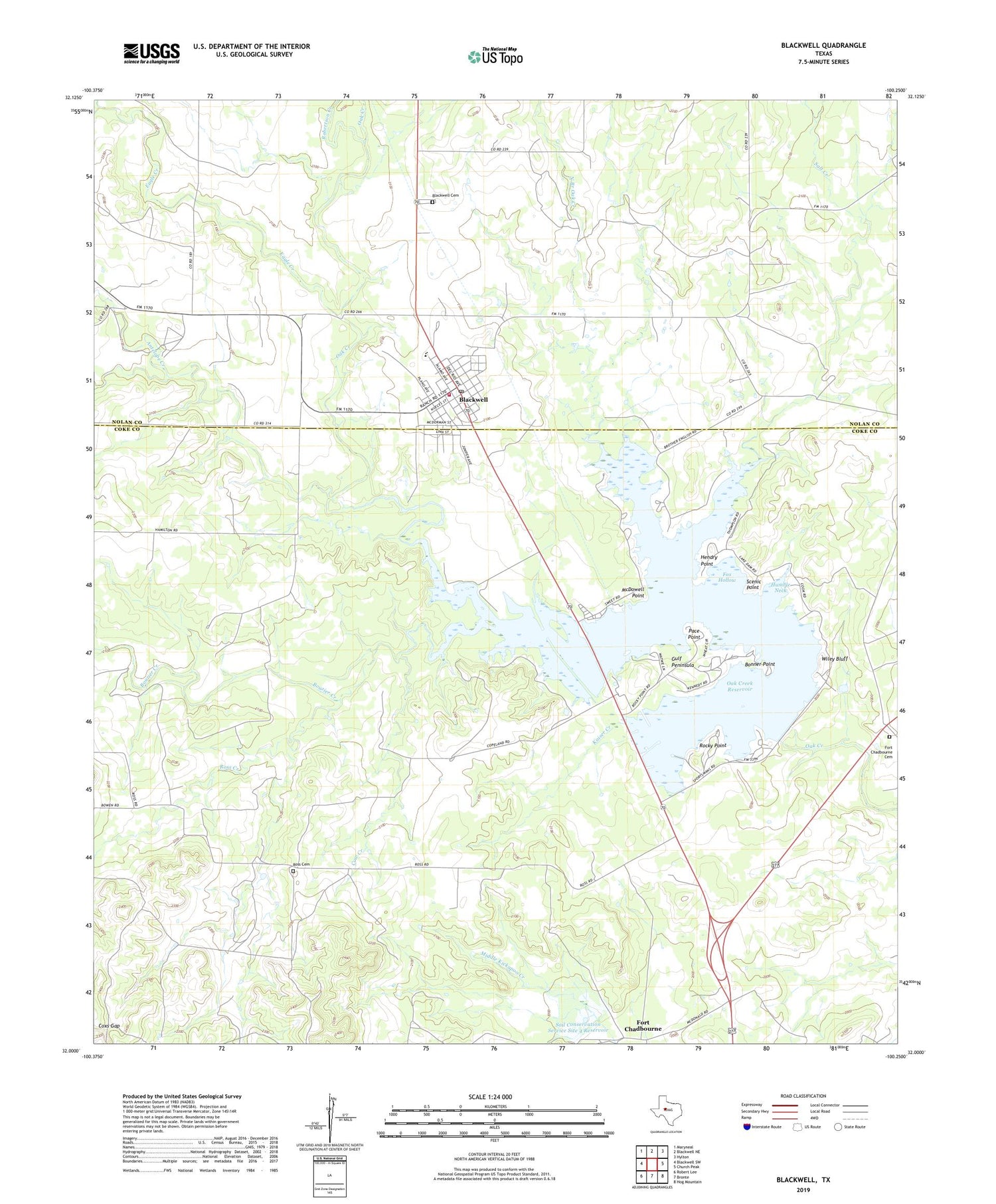 Blackwell Texas US Topo Map Image