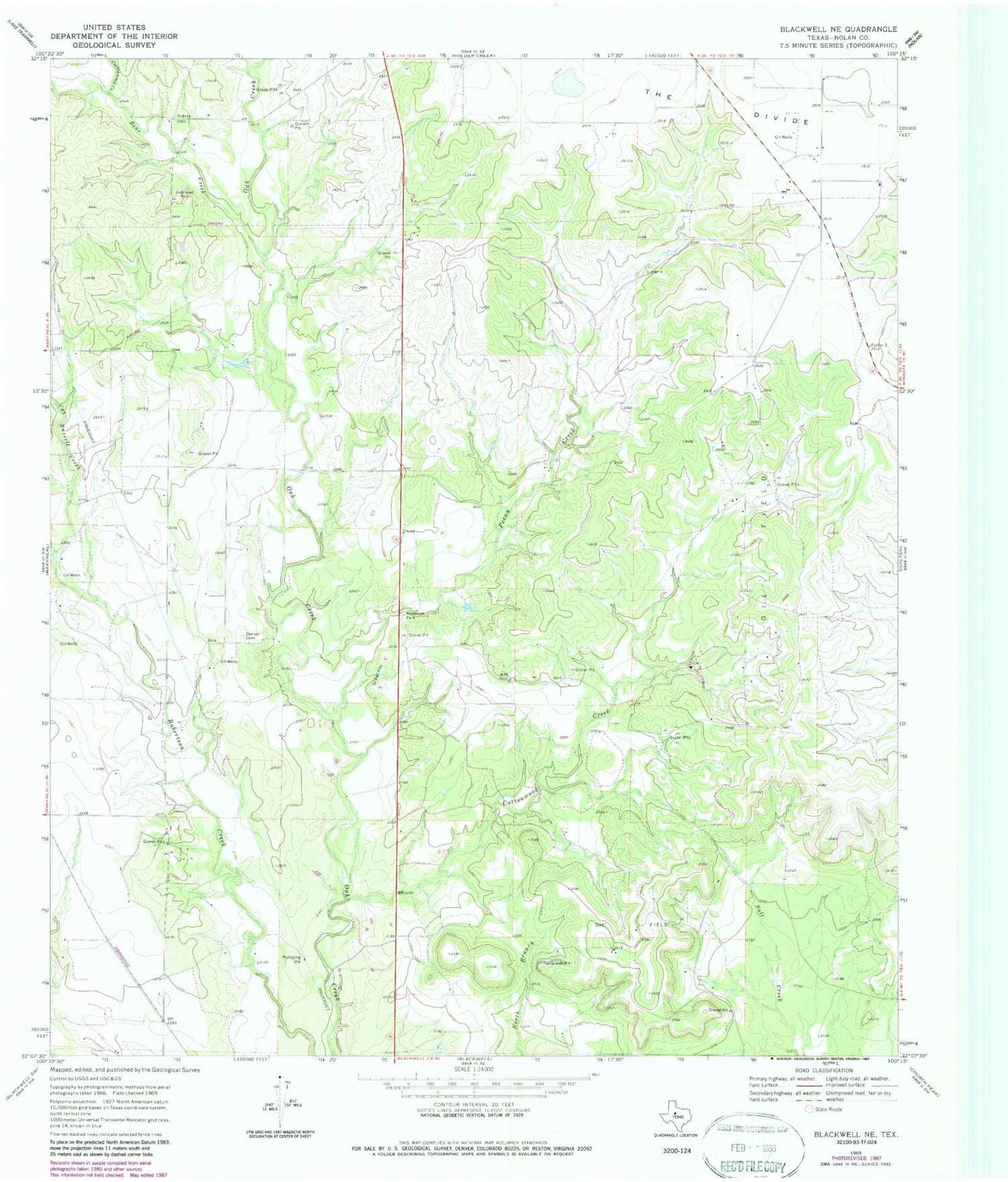 Classic USGS Blackwell NE Texas 7.5'x7.5' Topo Map Image
