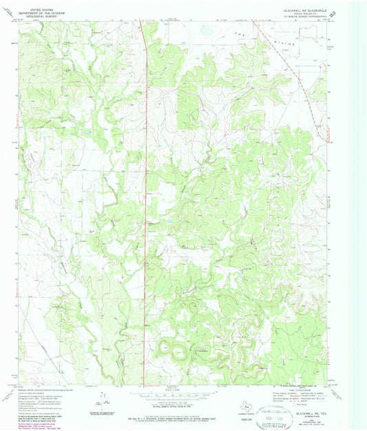 Classic USGS Blackwell NE Texas 7.5'x7.5' Topo Map Image