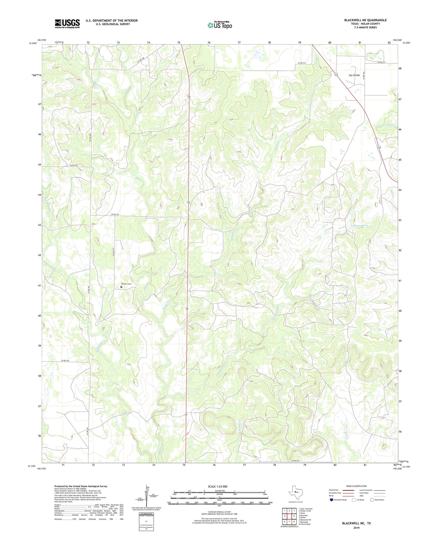 Blackwell NE Texas US Topo Map Image