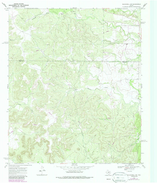 Classic USGS Blackwell SW Texas 7.5'x7.5' Topo Map Image