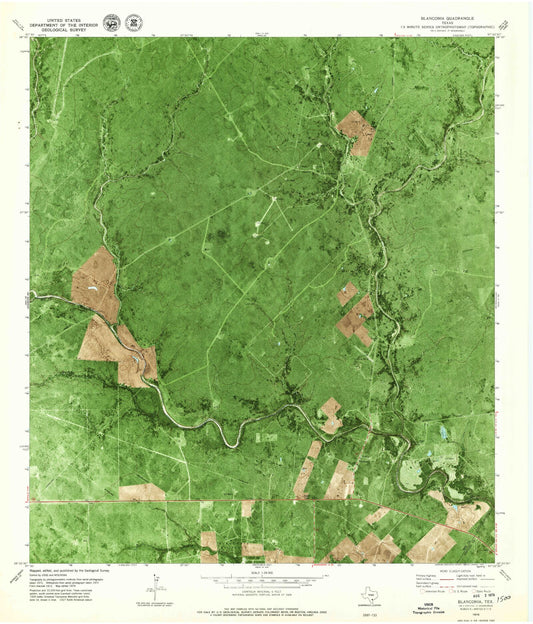 Classic USGS Blanconia Texas 7.5'x7.5' Topo Map Image