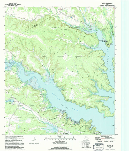Classic USGS Bland Texas 7.5'x7.5' Topo Map Image