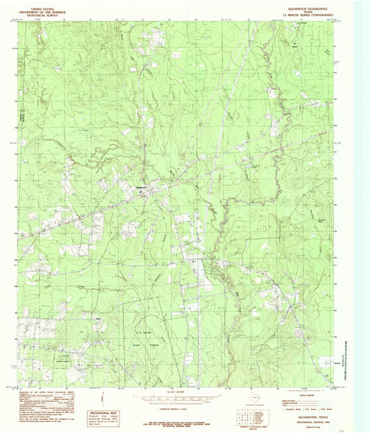 Classic USGS Bleakwood Texas 7.5'x7.5' Topo Map Image