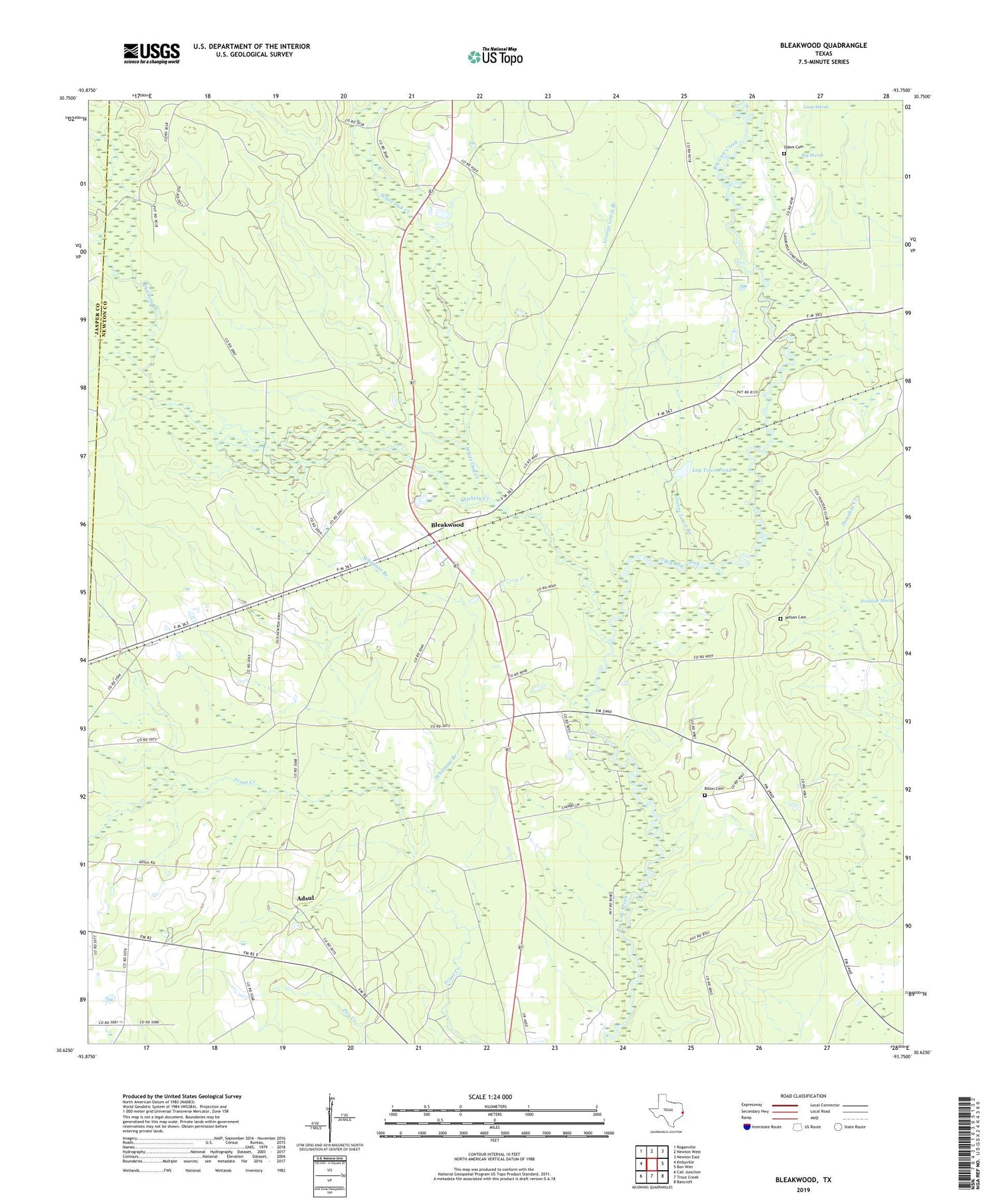 Bleakwood Texas US Topo Map Image