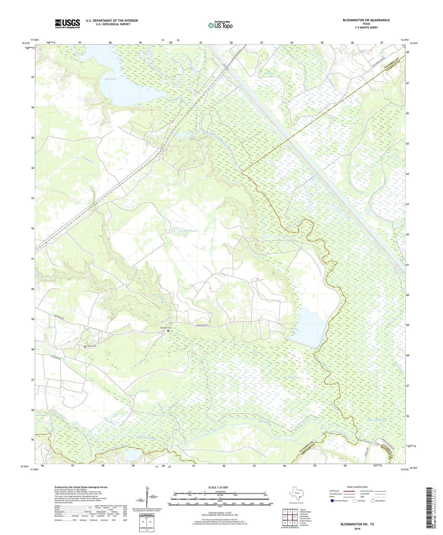 Bloomington SW Texas US Topo Map Image