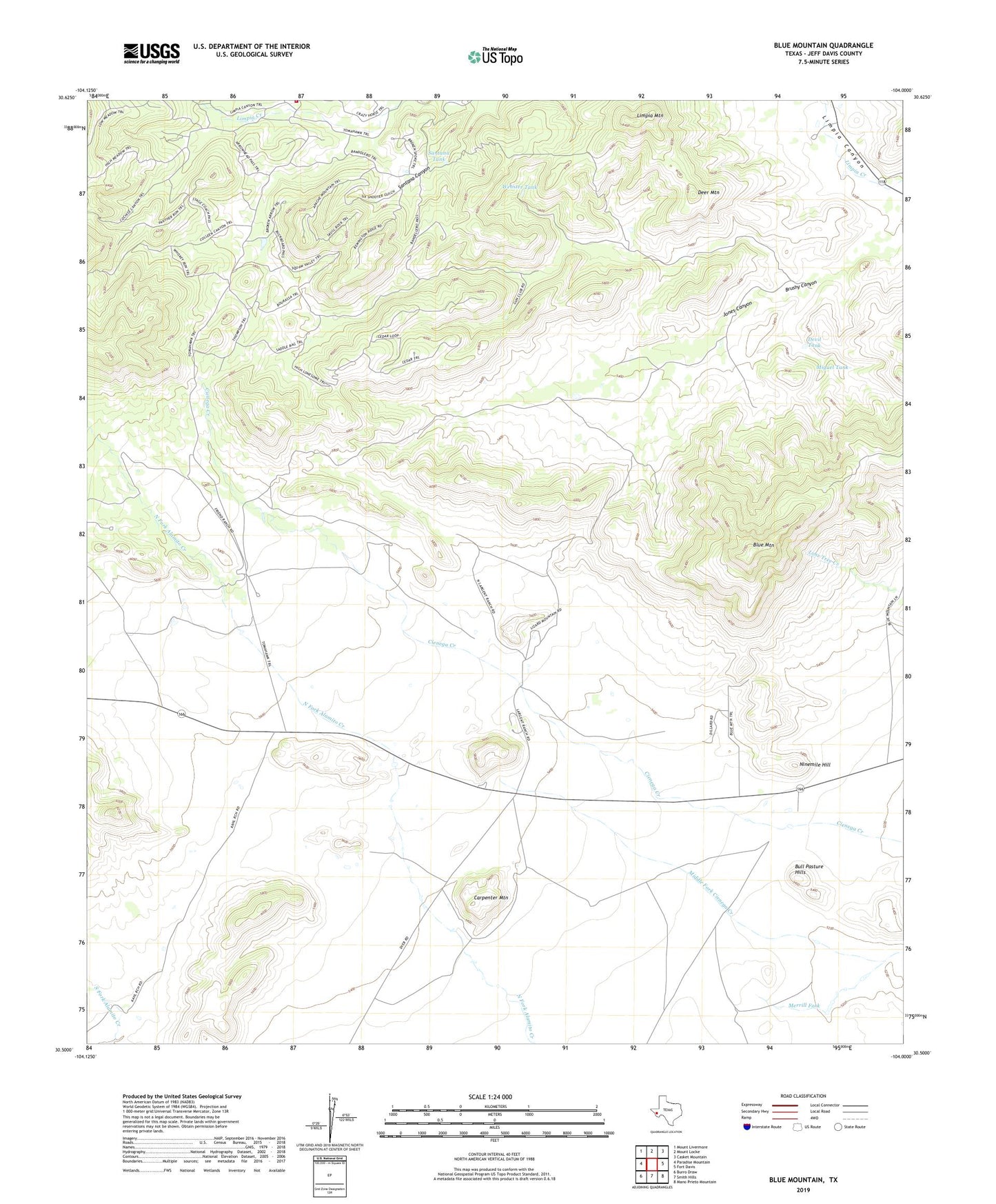 Blue Mountain Texas US Topo Map Image