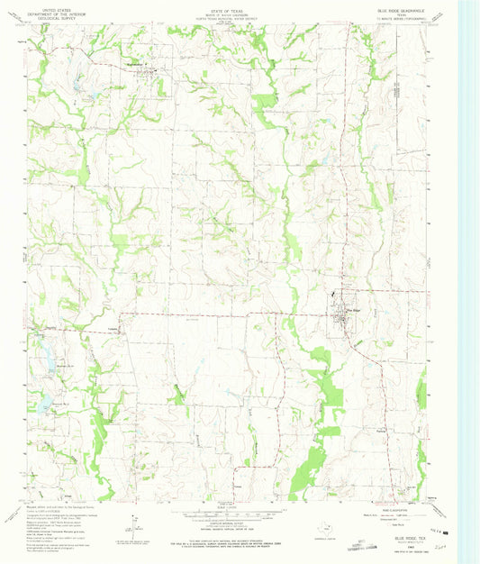 Classic USGS Blue Ridge Texas 7.5'x7.5' Topo Map Image