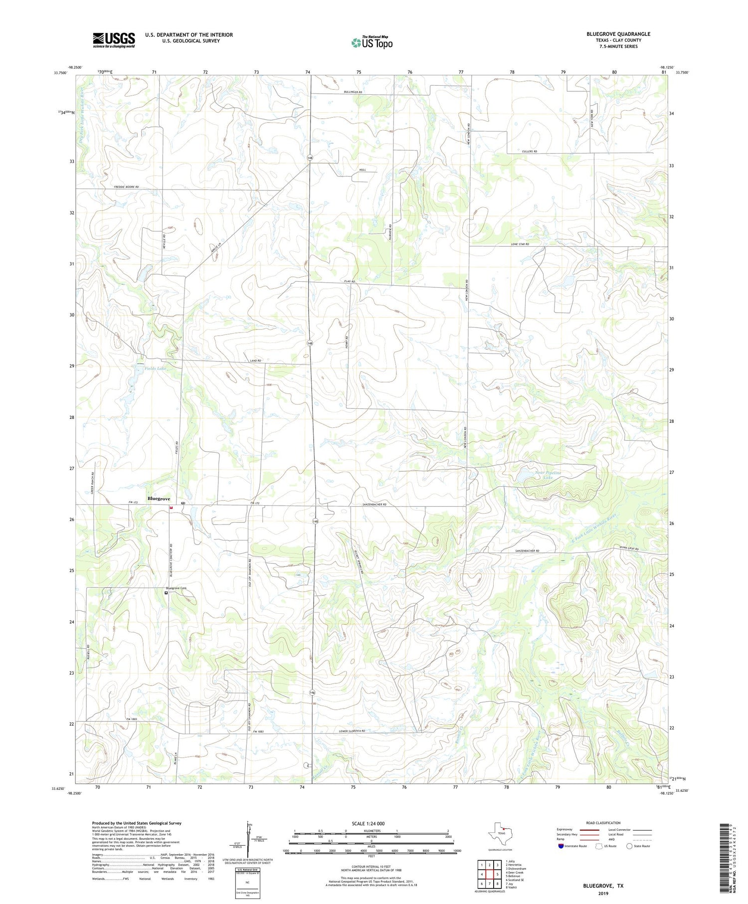 Bluegrove Texas US Topo Map Image