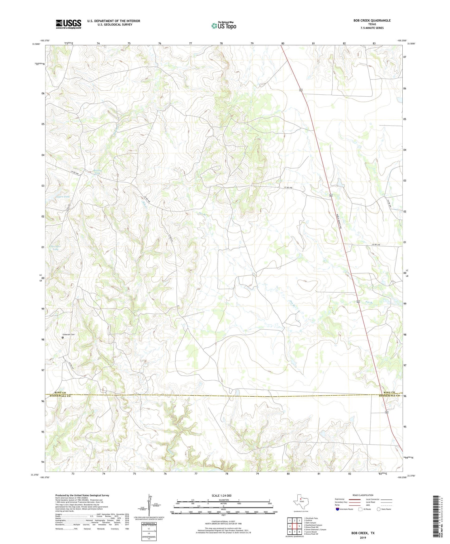 Bob Creek Texas US Topo Map Image