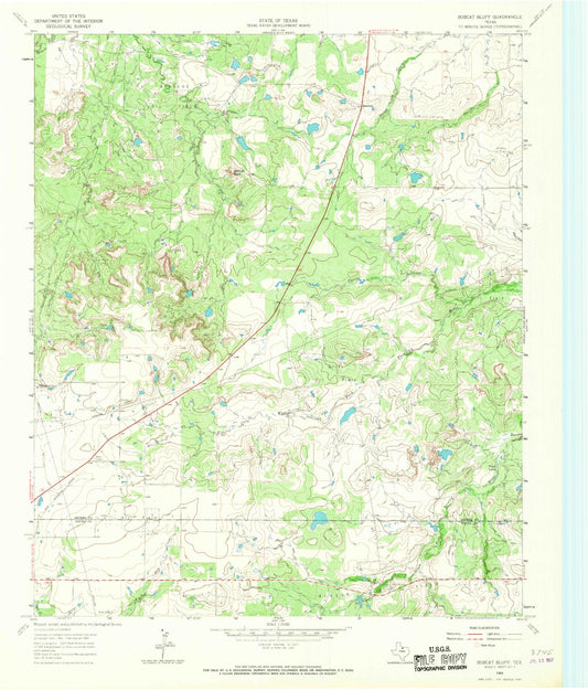 Classic USGS Bobcat Bluff Texas 7.5'x7.5' Topo Map Image