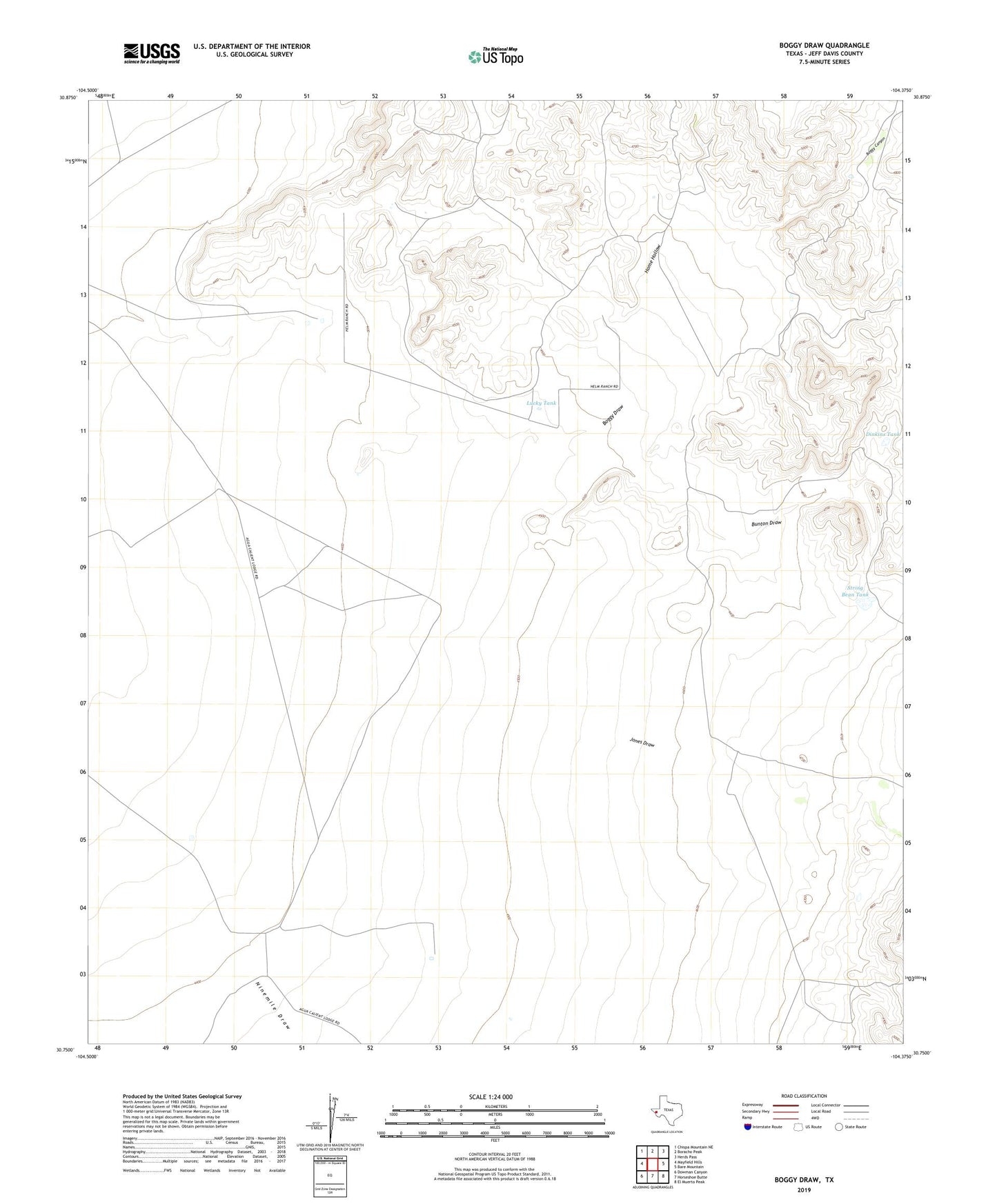 Boggy Draw Texas US Topo Map Image