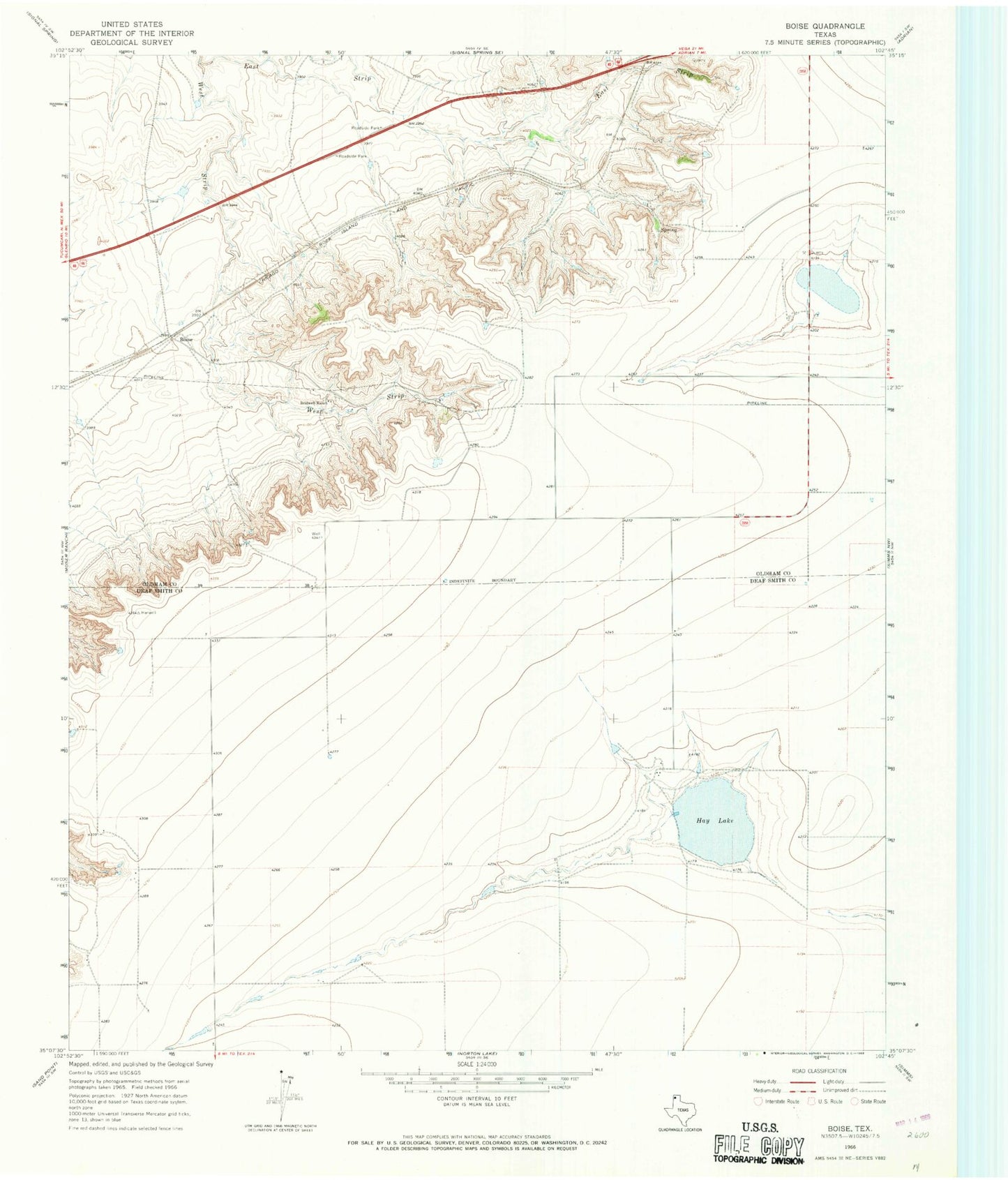 Classic USGS Boise Texas 7.5'x7.5' Topo Map Image
