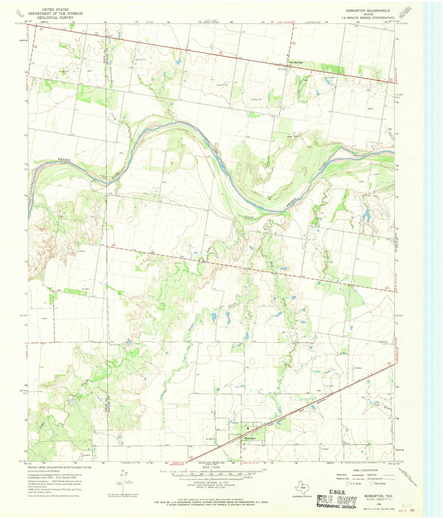 Classic USGS Bomarton Texas 7.5'x7.5' Topo Map Image