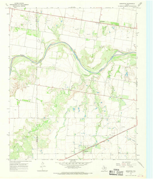 Classic USGS Bomarton Texas 7.5'x7.5' Topo Map Image