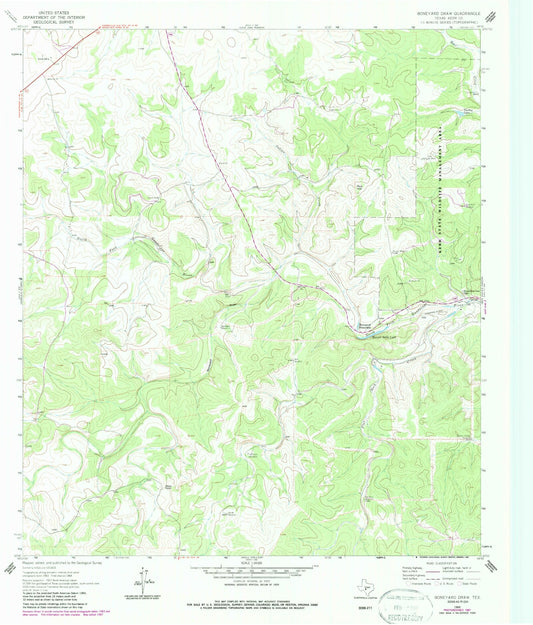 Classic USGS Boneyard Draw Texas 7.5'x7.5' Topo Map Image