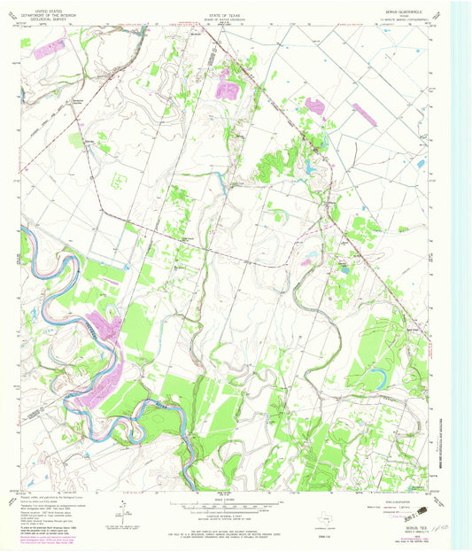 Classic USGS Bonus Texas 7.5'x7.5' Topo Map Image