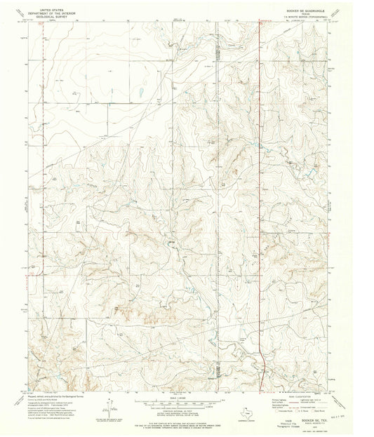Classic USGS Booker SE Texas 7.5'x7.5' Topo Map Image