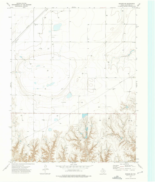 Classic USGS Booker SW Texas 7.5'x7.5' Topo Map Image