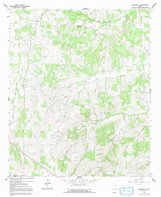 Classic USGS Boonsville Texas 7.5'x7.5' Topo Map Image