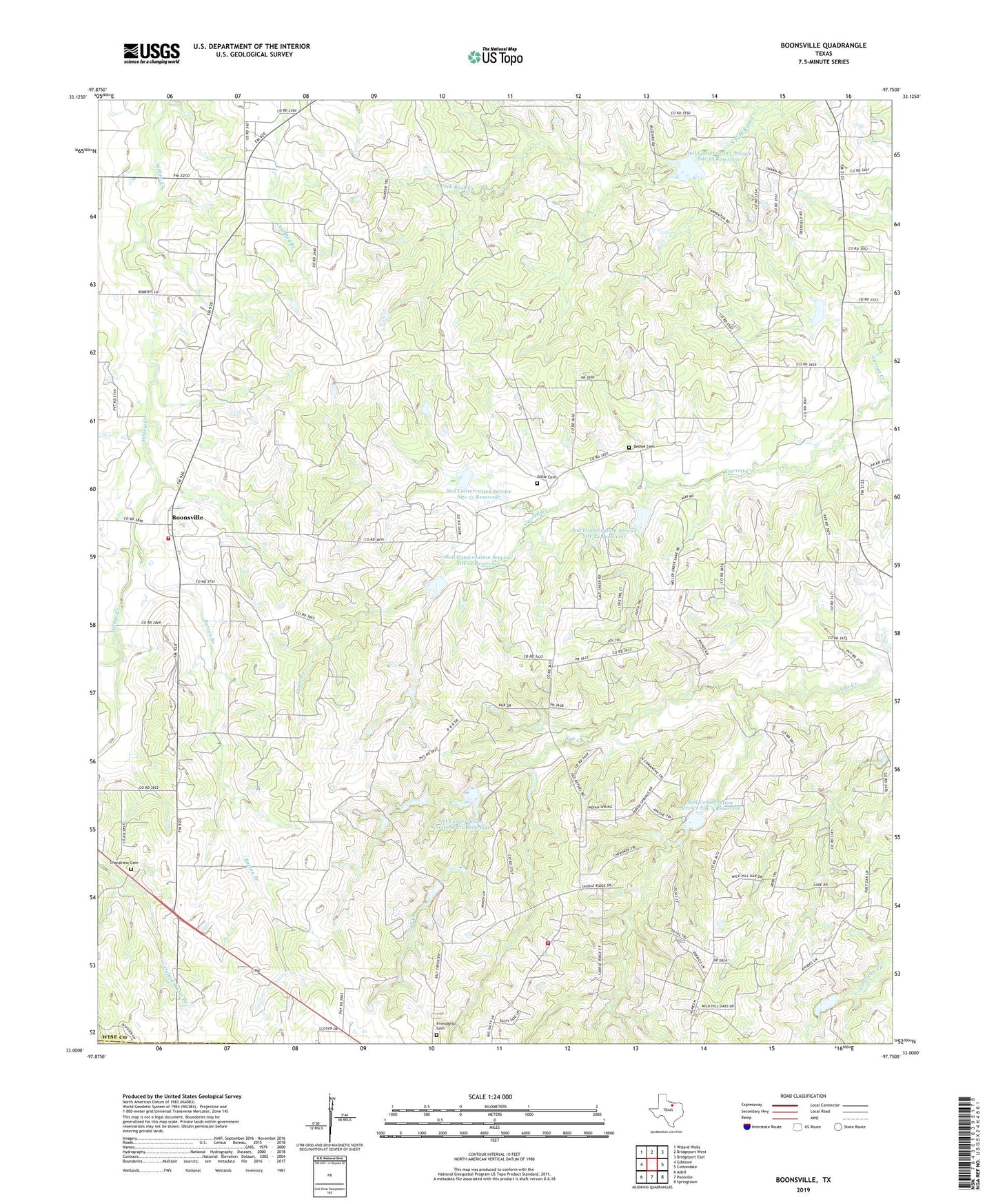 Boonsville Texas US Topo Map Image
