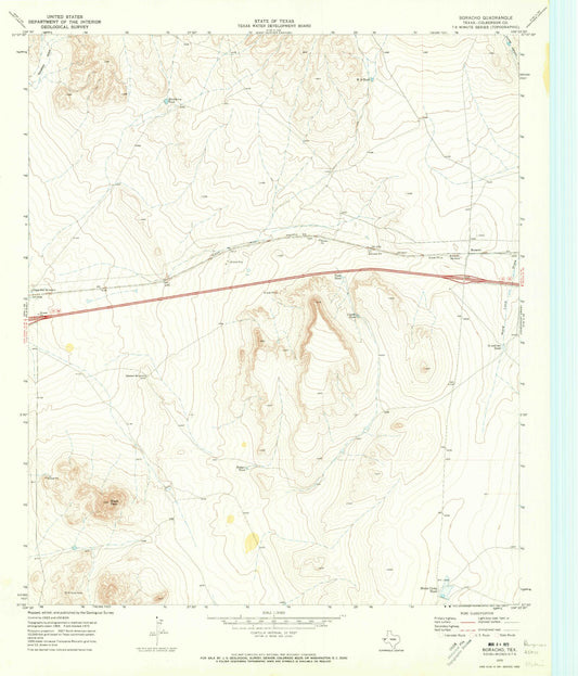 Classic USGS Boracho Texas 7.5'x7.5' Topo Map Image