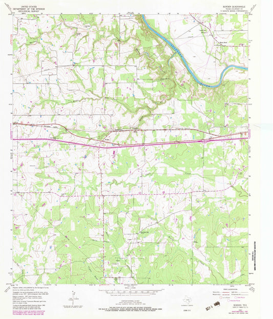 Classic USGS Borden Texas 7.5'x7.5' Topo Map Image