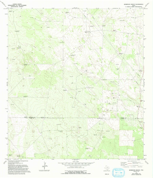 Classic USGS Borregos Ranch Texas 7.5'x7.5' Topo Map Image