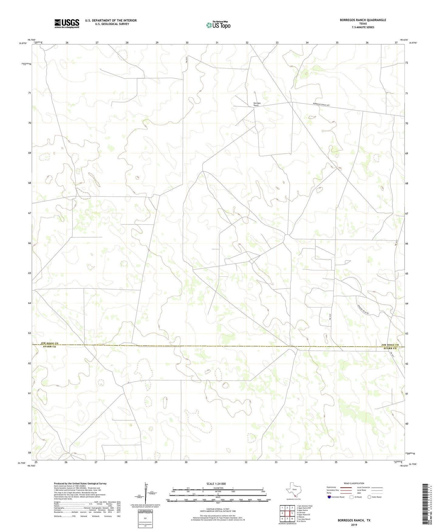 Borregos Ranch Texas US Topo Map Image