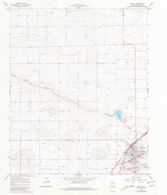 Classic USGS Bovina Texas 7.5'x7.5' Topo Map Image