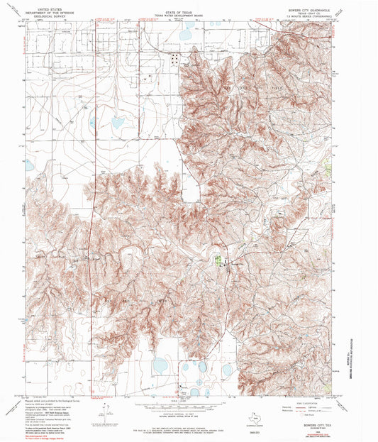 Classic USGS Bowers City Texas 7.5'x7.5' Topo Map Image