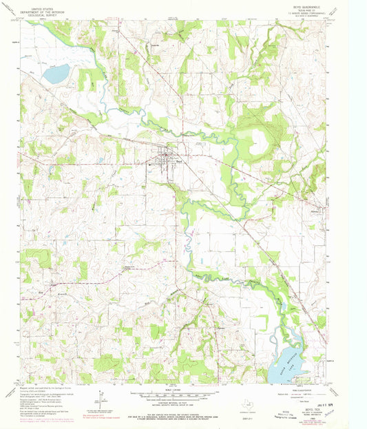Classic USGS Boyd Texas 7.5'x7.5' Topo Map Image