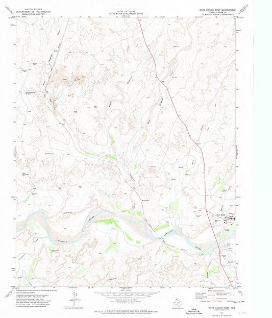 Classic USGS Boys Ranch West Texas 7.5'x7.5' Topo Map Image